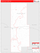 Golden Valley County, ND Digital Map Red Line Style